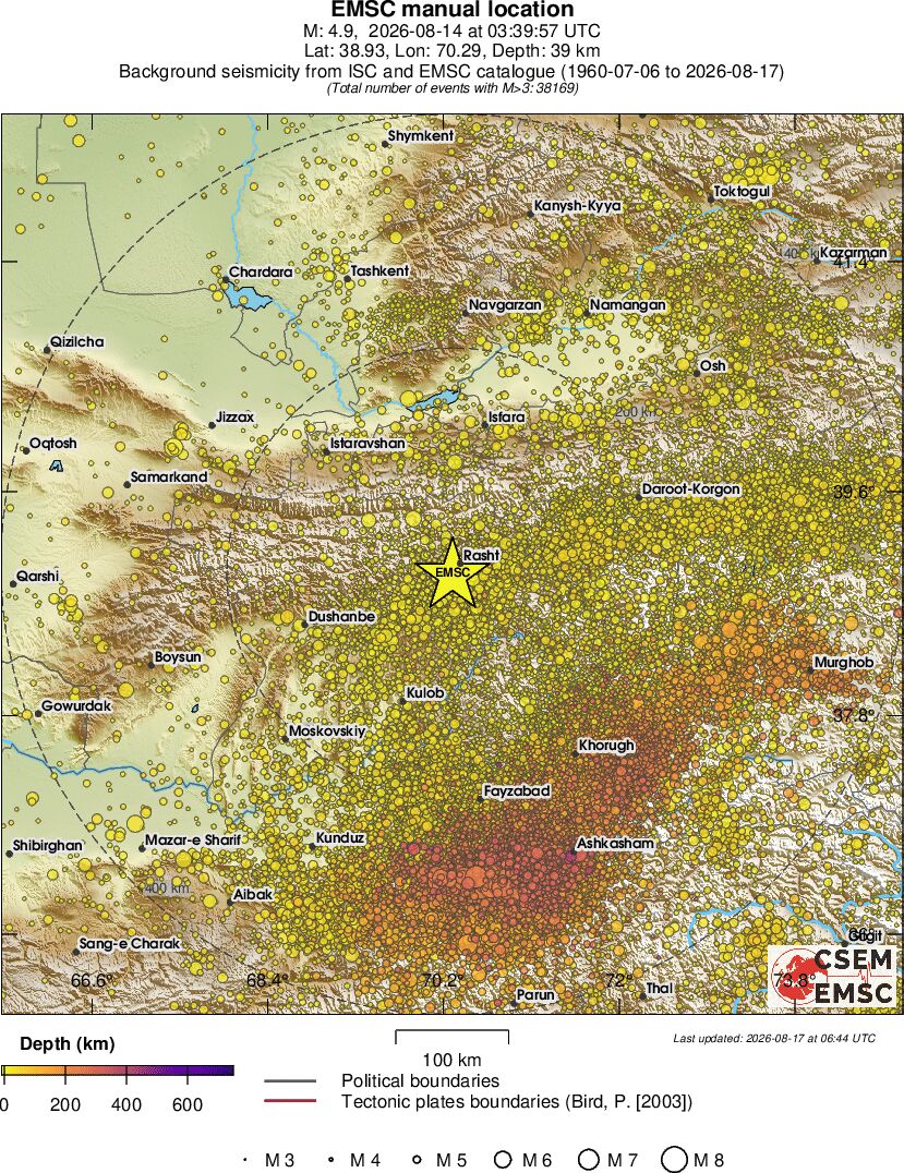 regional depth historical seismicity