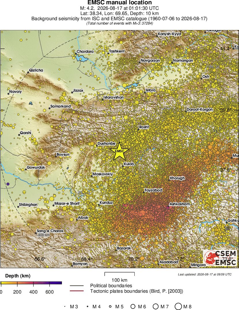 regional depth historical seismicity