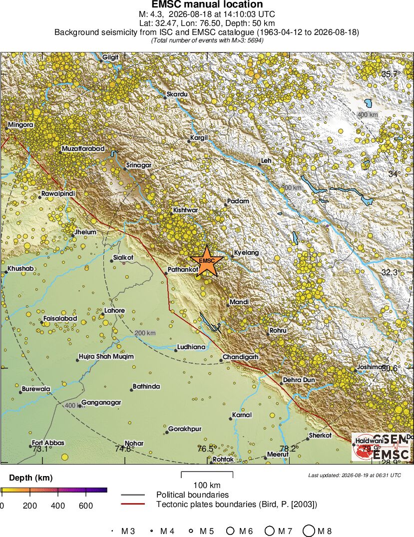 regional depth historical seismicity