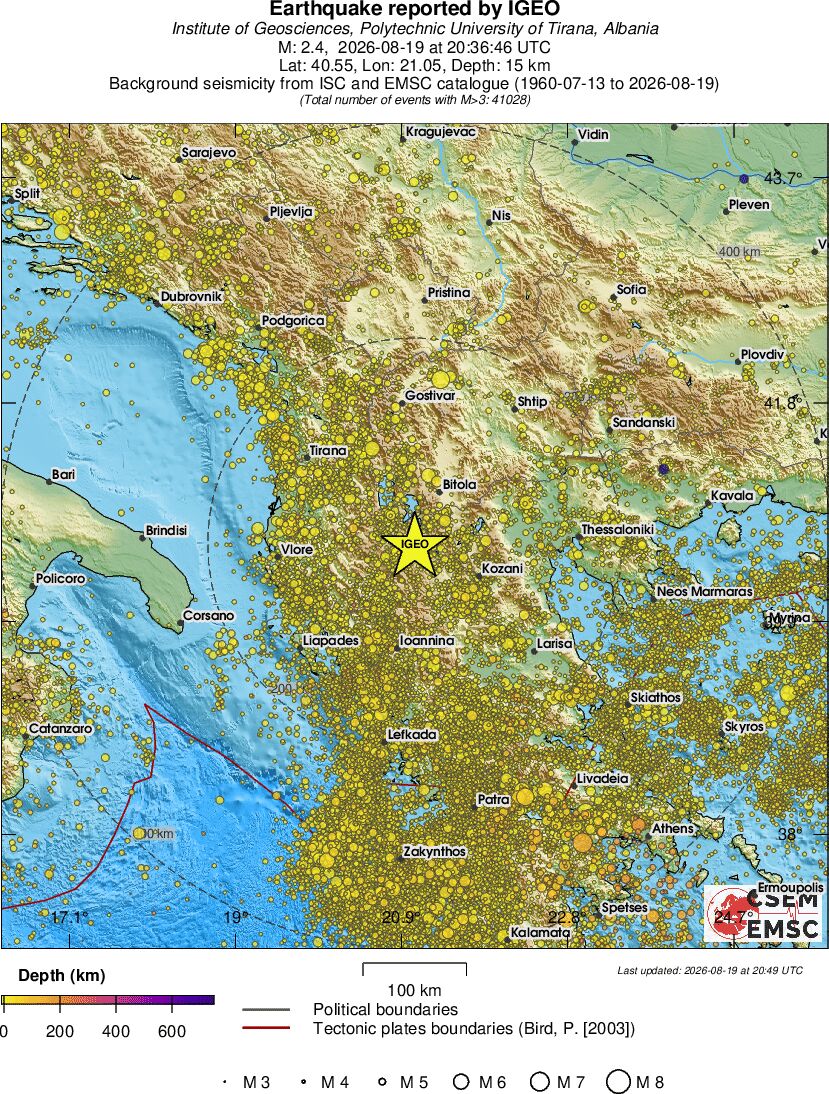 regional depth historical seismicity