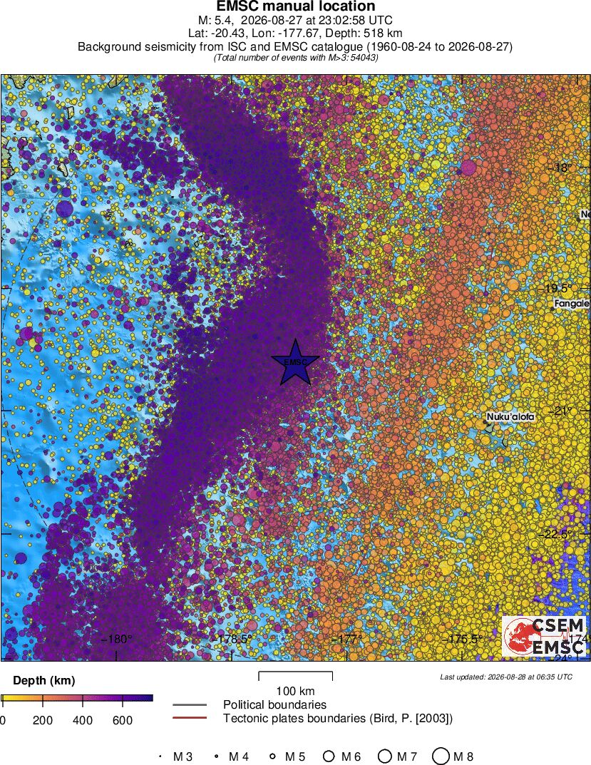 regional depth historical seismicity
