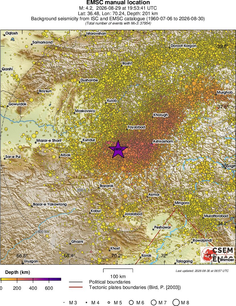 regional depth historical seismicity