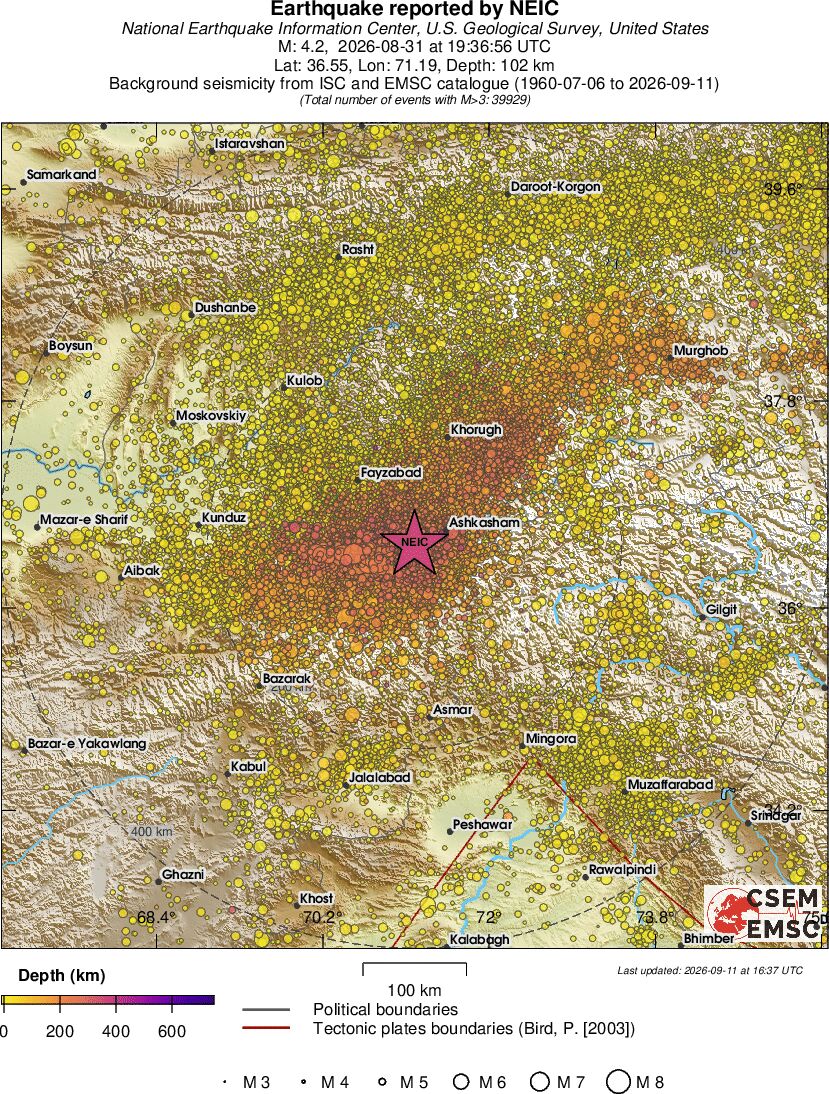 regional depth historical seismicity
