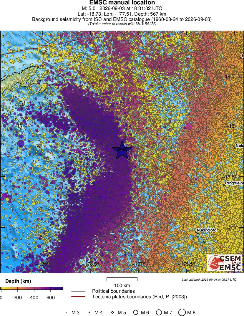regional depth historical seismicity