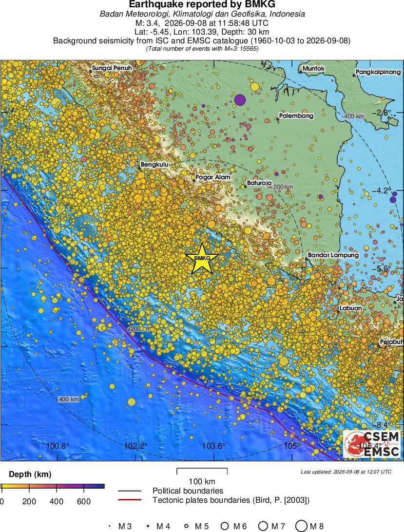 regional depth historical seismicity