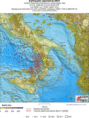 regional depth historical seismicity