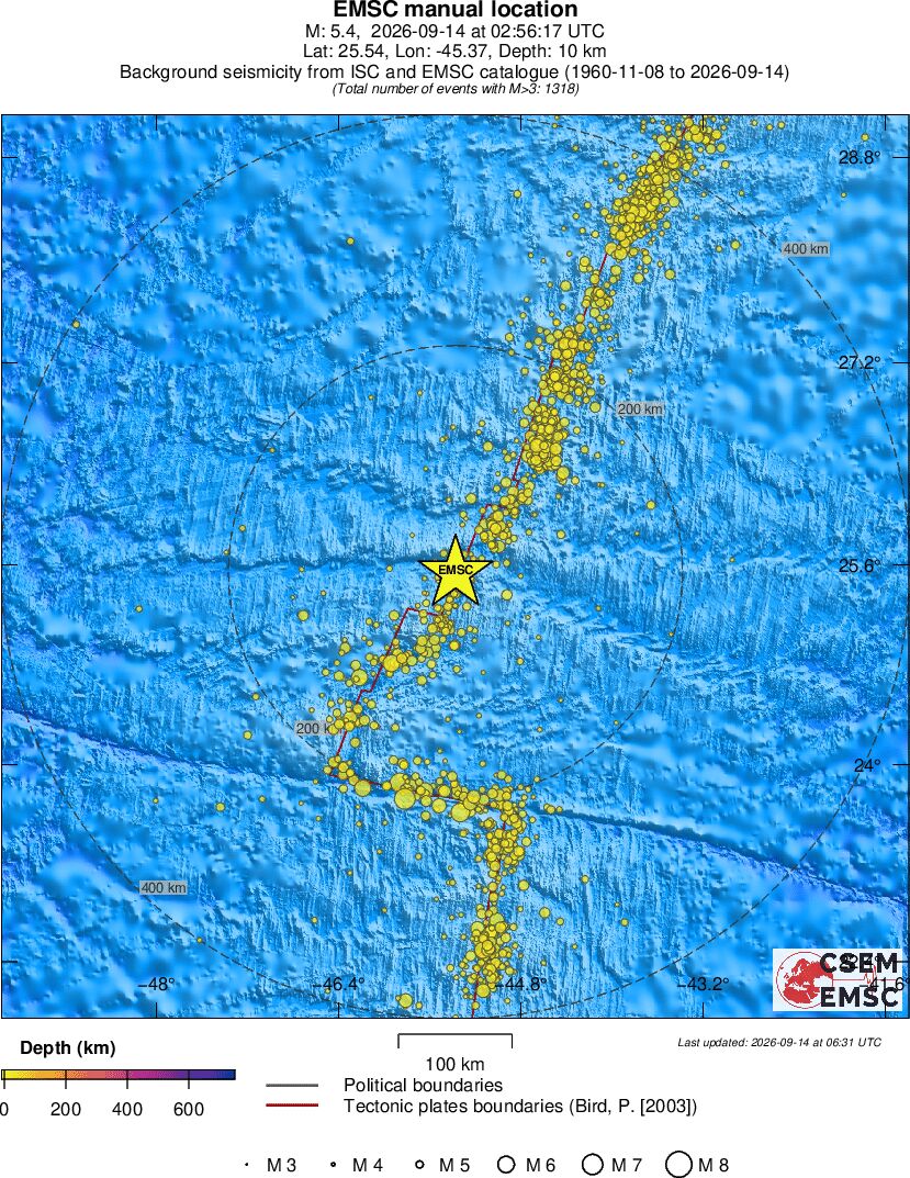 regional depth historical seismicity