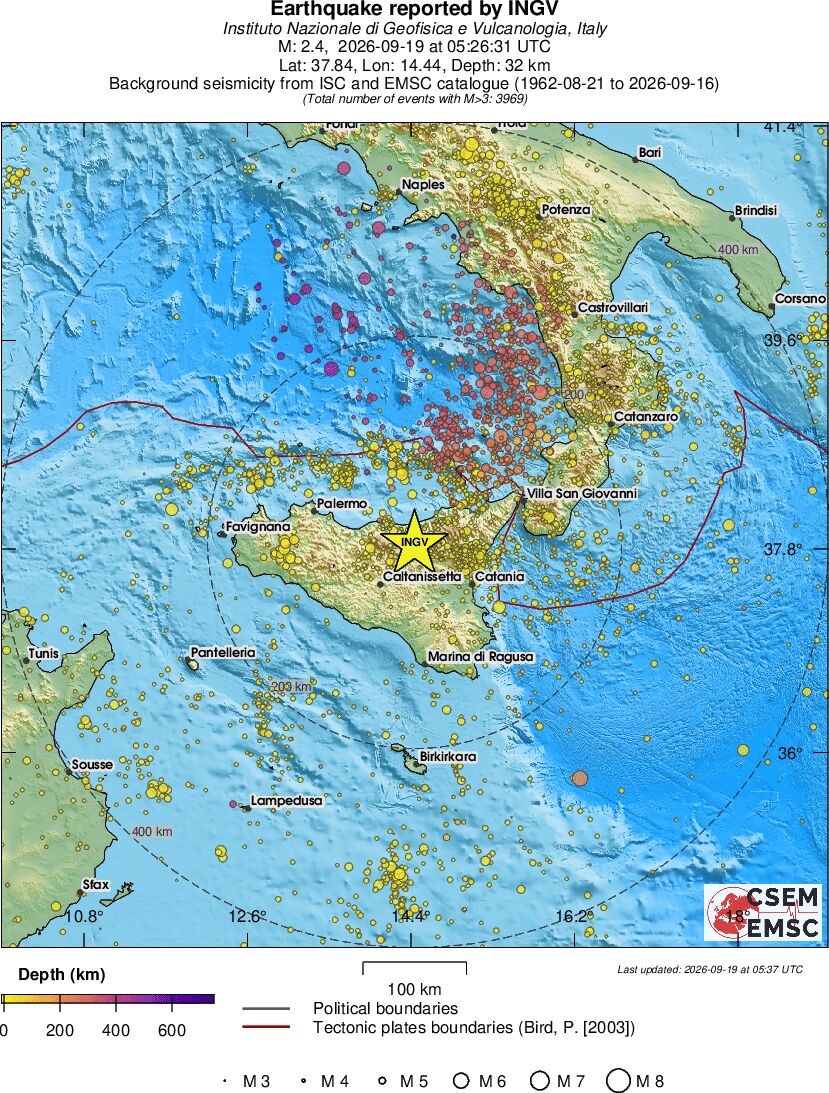 regional depth historical seismicity