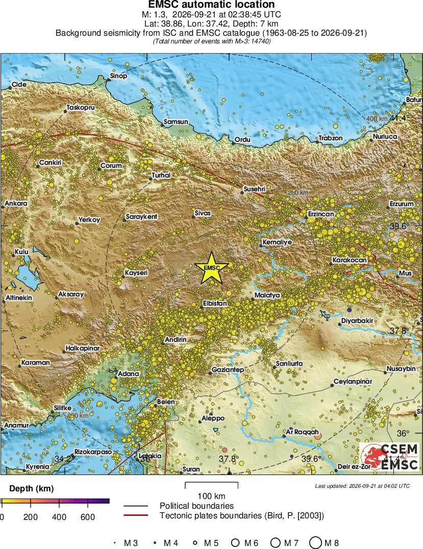 regional depth historical seismicity
