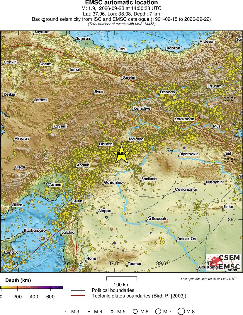 regional depth historical seismicity