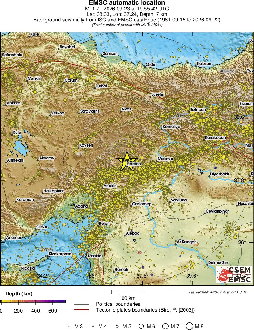 regional depth historical seismicity