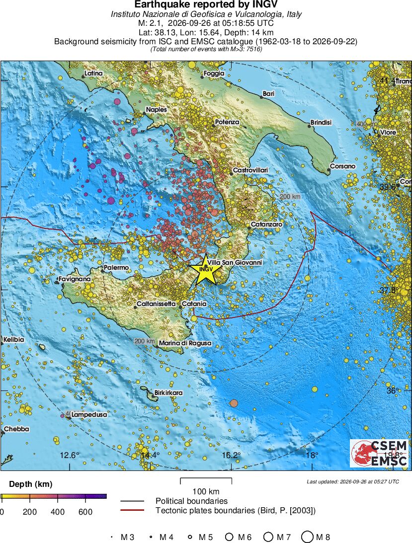 regional depth historical seismicity