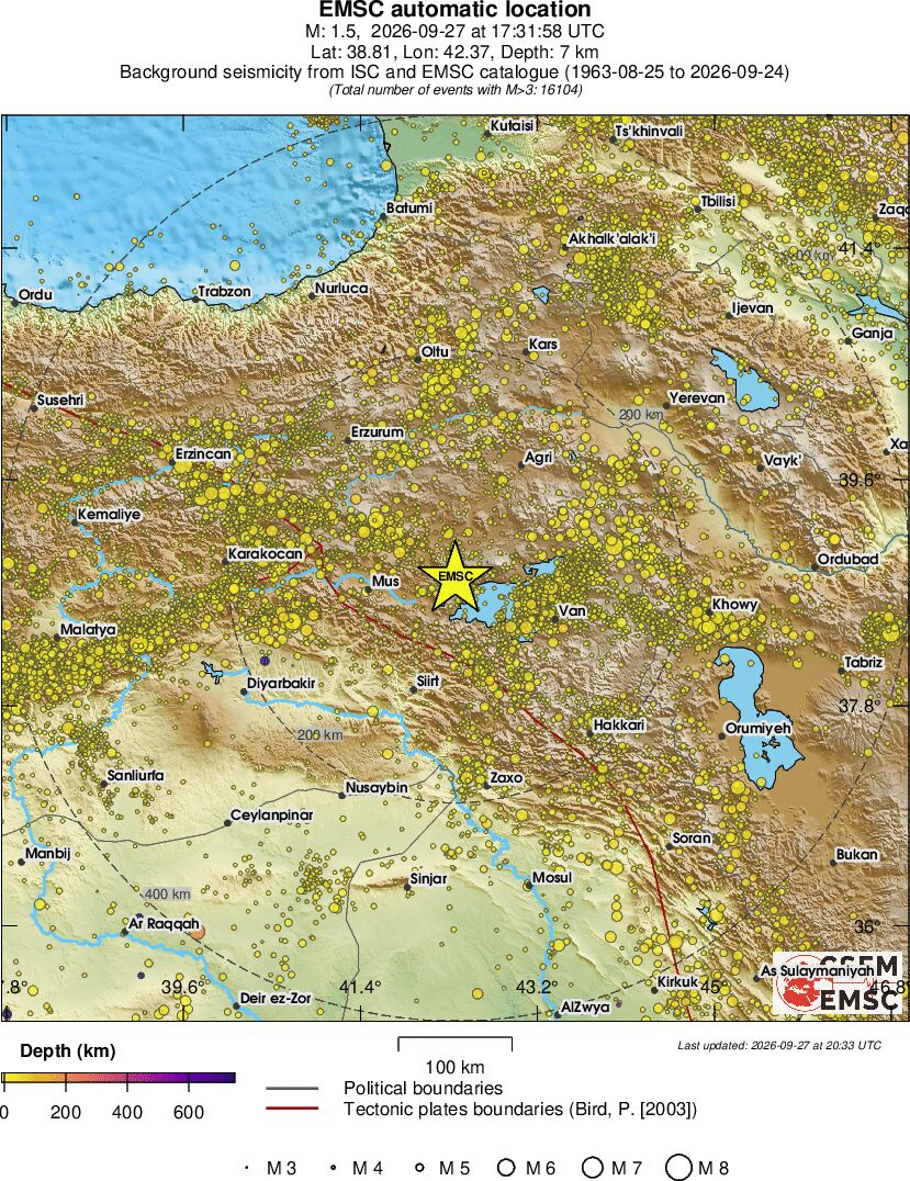 regional depth historical seismicity