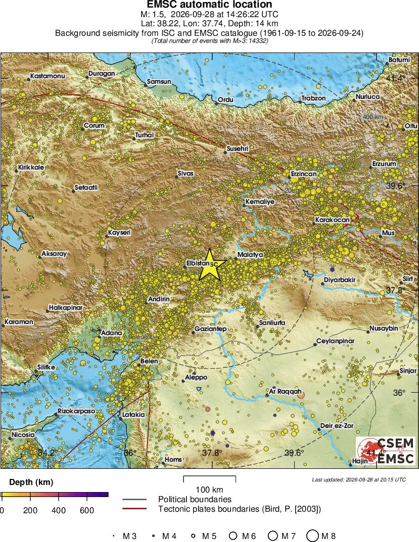 regional depth historical seismicity