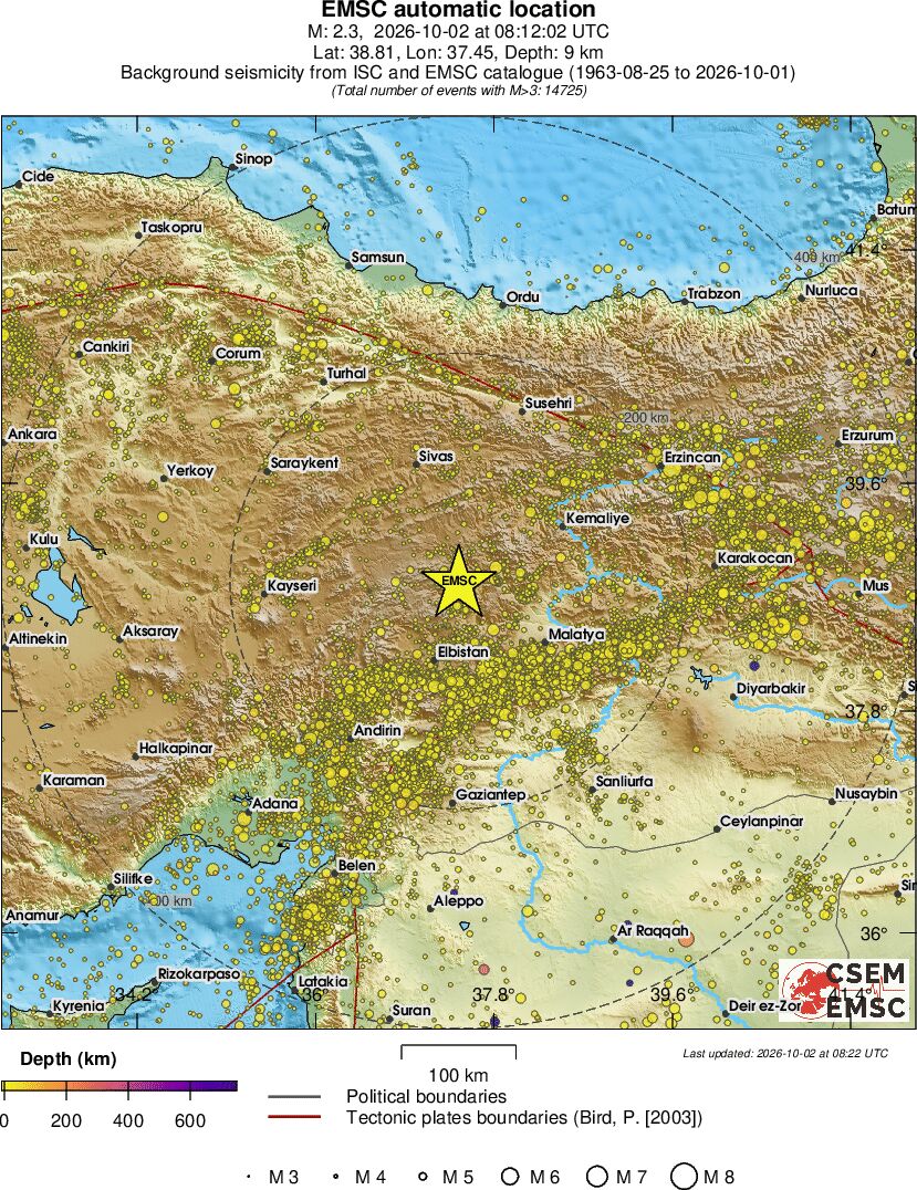 regional depth historical seismicity