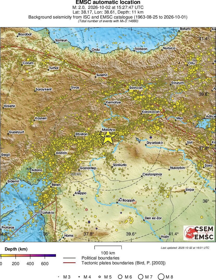regional depth historical seismicity