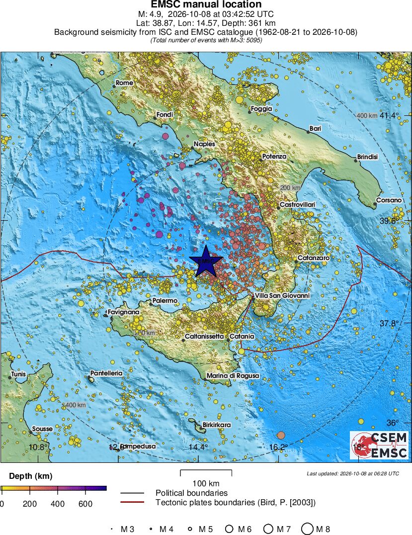 regional depth historical seismicity