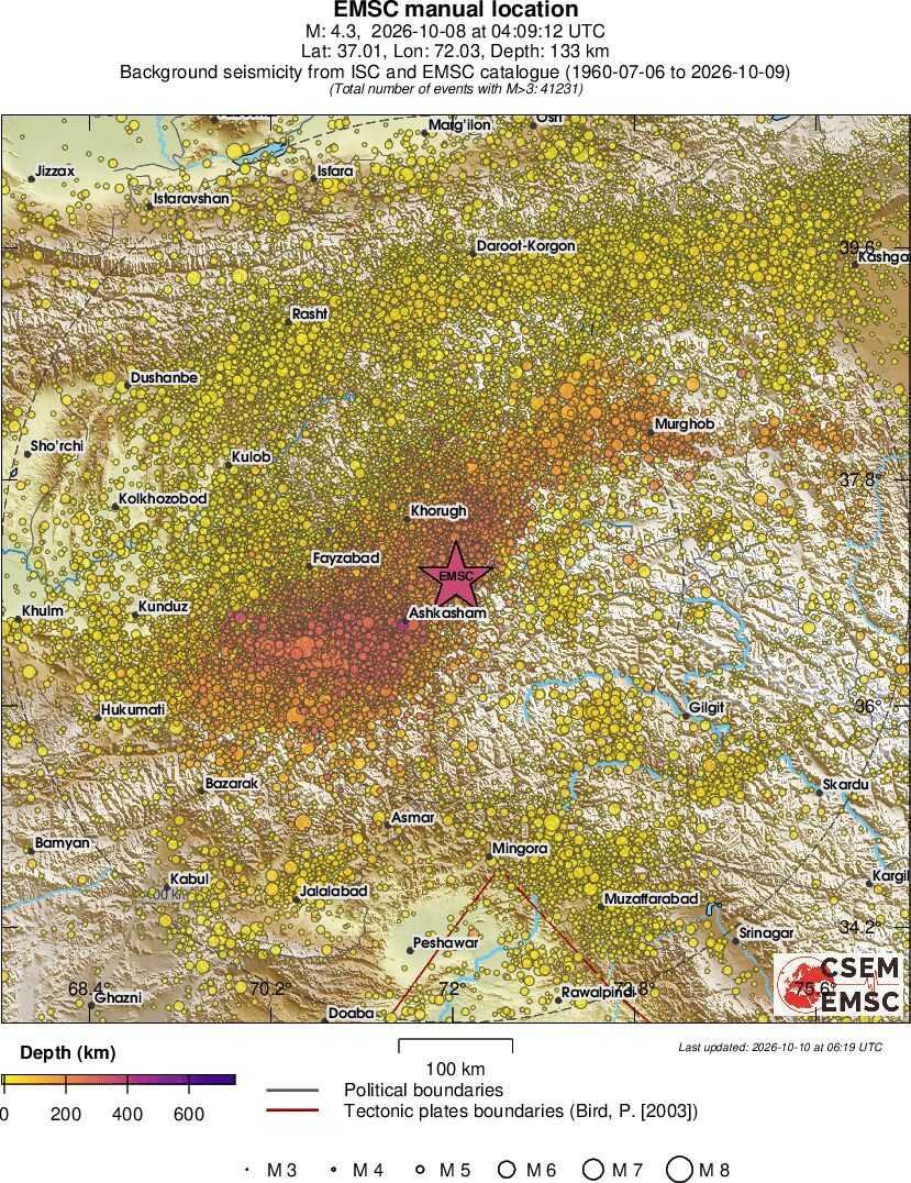 regional depth historical seismicity