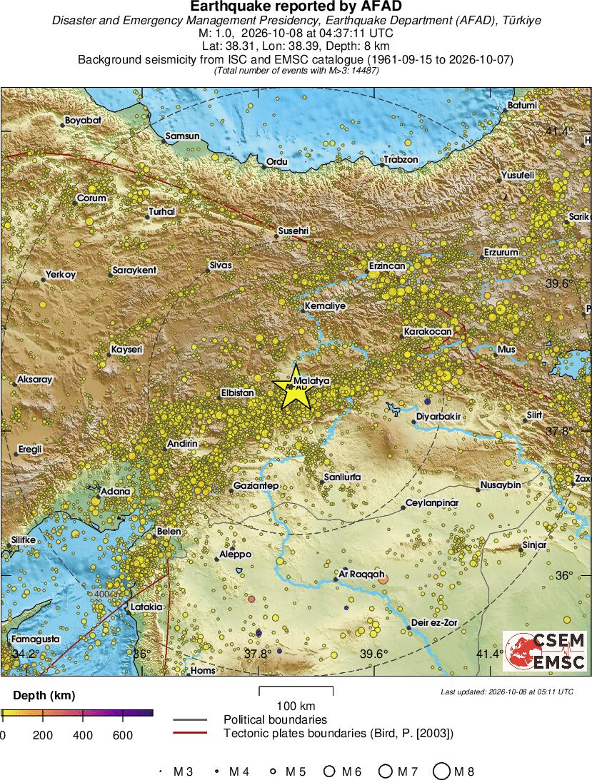 regional depth historical seismicity