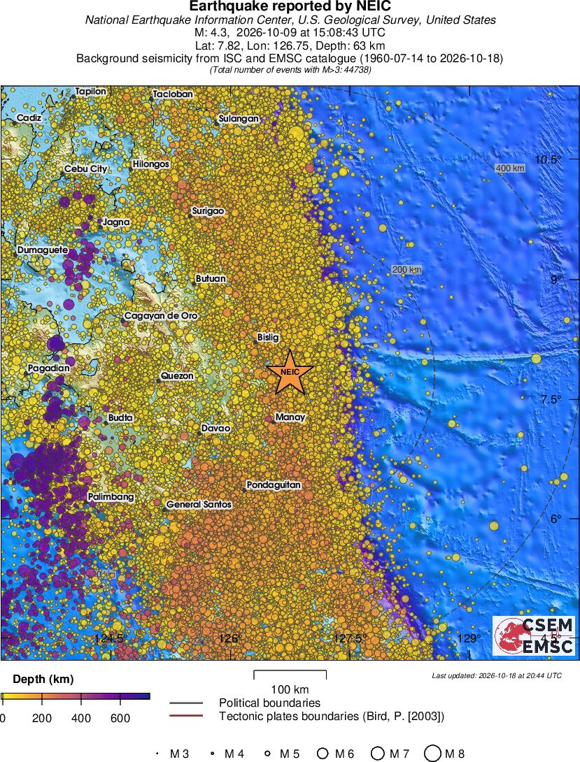 regional depth historical seismicity