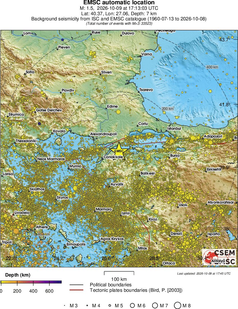 regional depth historical seismicity