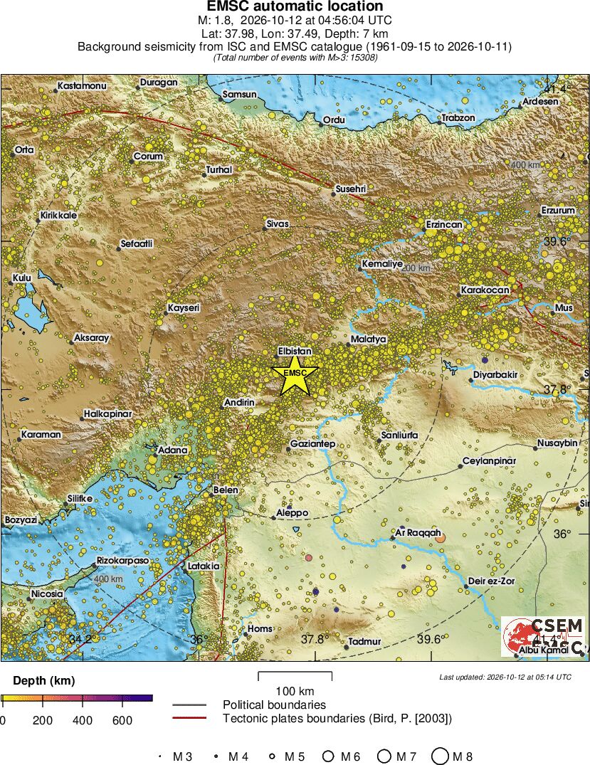 regional depth historical seismicity
