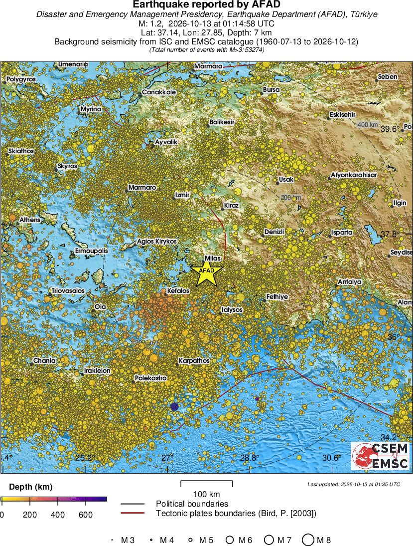 regional depth historical seismicity