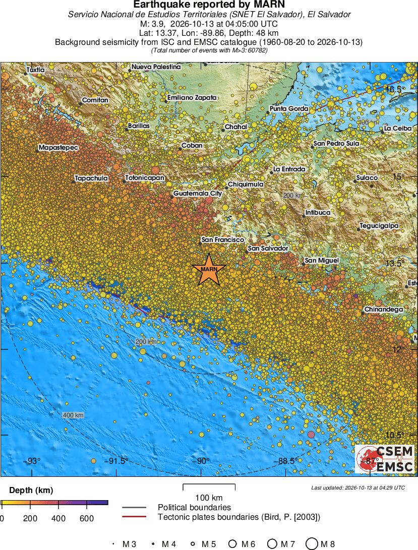 regional depth historical seismicity
