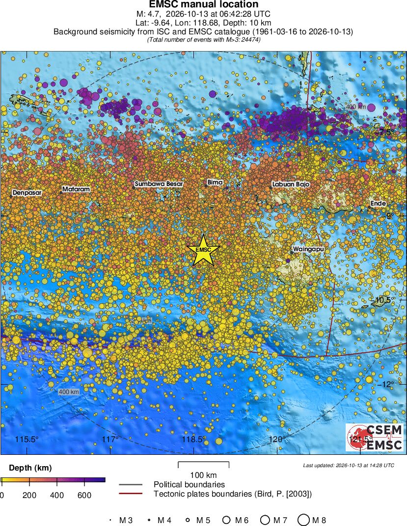 regional depth historical seismicity