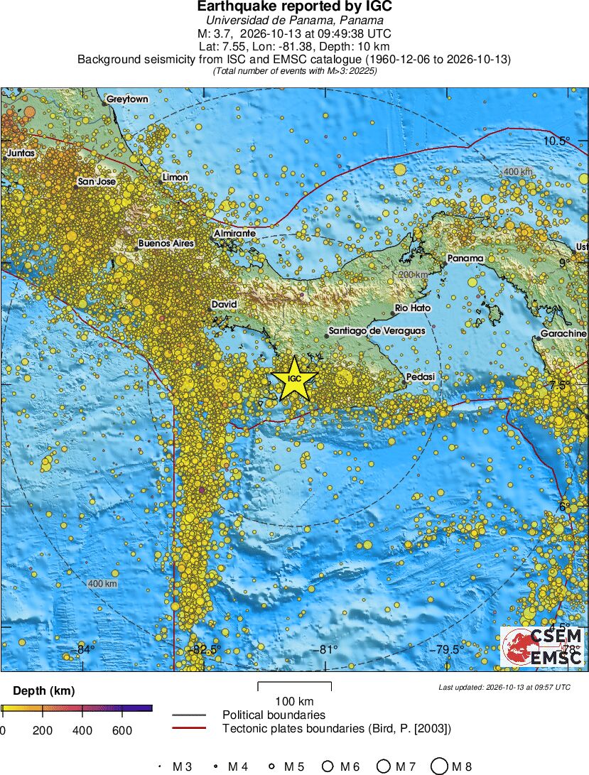 regional depth historical seismicity