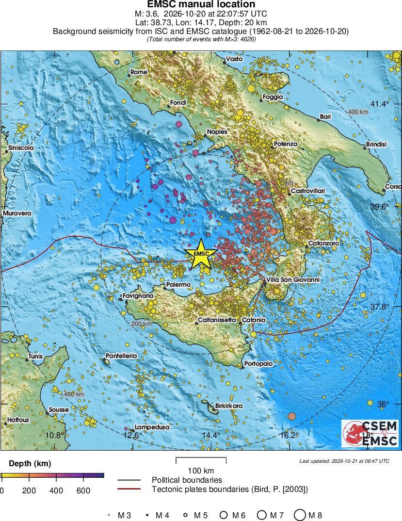 regional depth historical seismicity