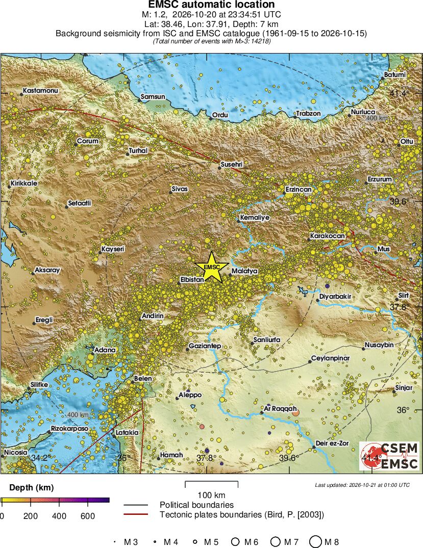 regional depth historical seismicity