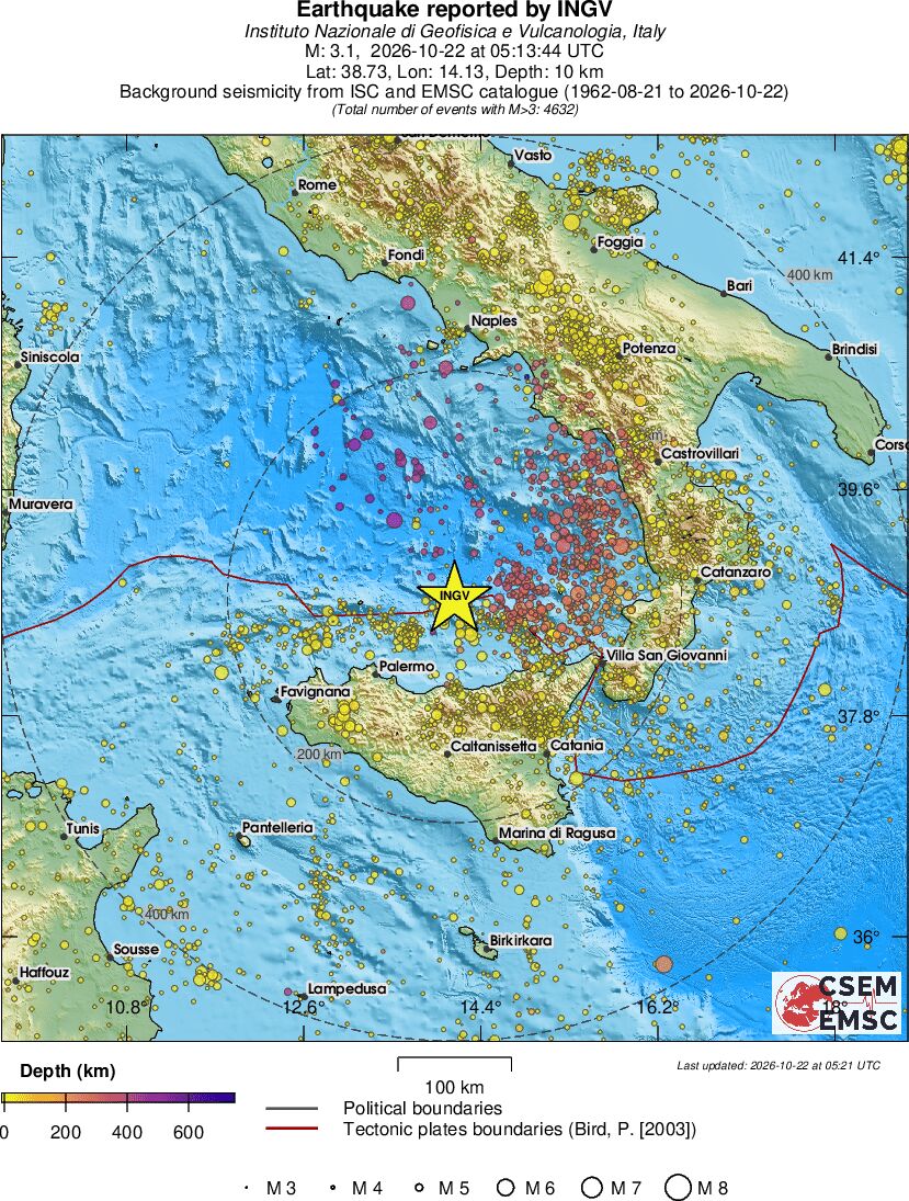 regional depth historical seismicity