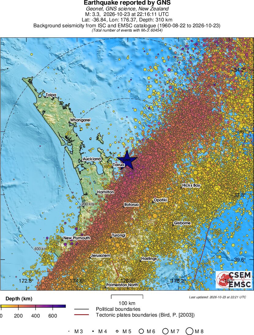 regional depth historical seismicity