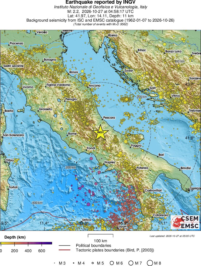 regional depth historical seismicity