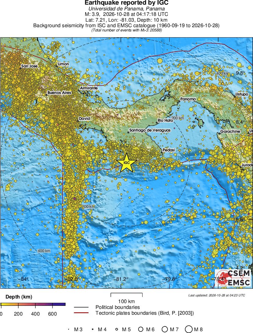 regional depth historical seismicity