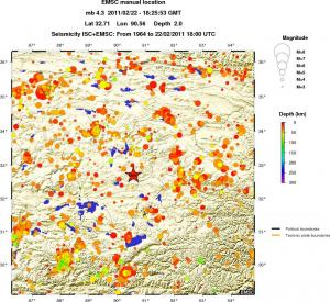 regional depth historical seismicity