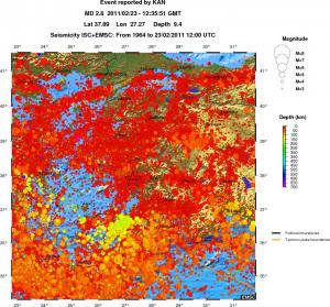 regional depth historical seismicity