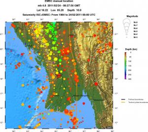 regional depth historical seismicity