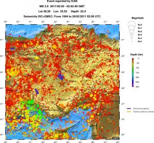 regional depth historical seismicity