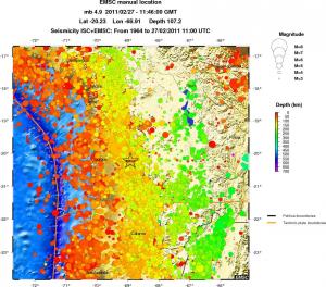 regional depth historical seismicity