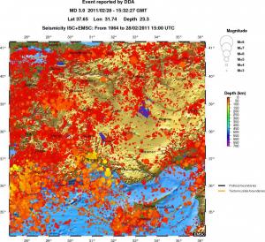 regional depth historical seismicity