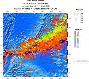 regional depth historical seismicity