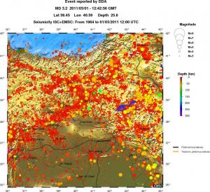regional depth historical seismicity