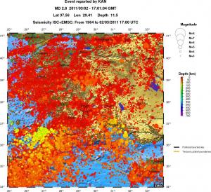 regional depth historical seismicity