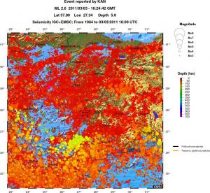 regional depth historical seismicity