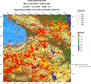 regional depth historical seismicity