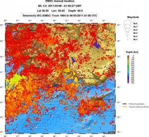regional depth historical seismicity