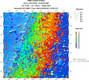 regional depth historical seismicity