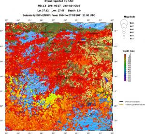 regional depth historical seismicity